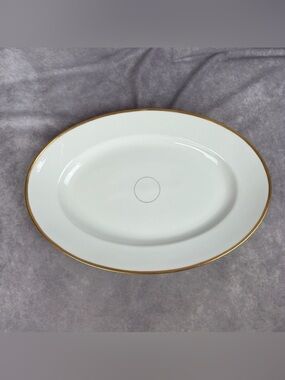 VTG Haviland France Oval Serving Platter Gold Rim Porcelain Recessed HTF